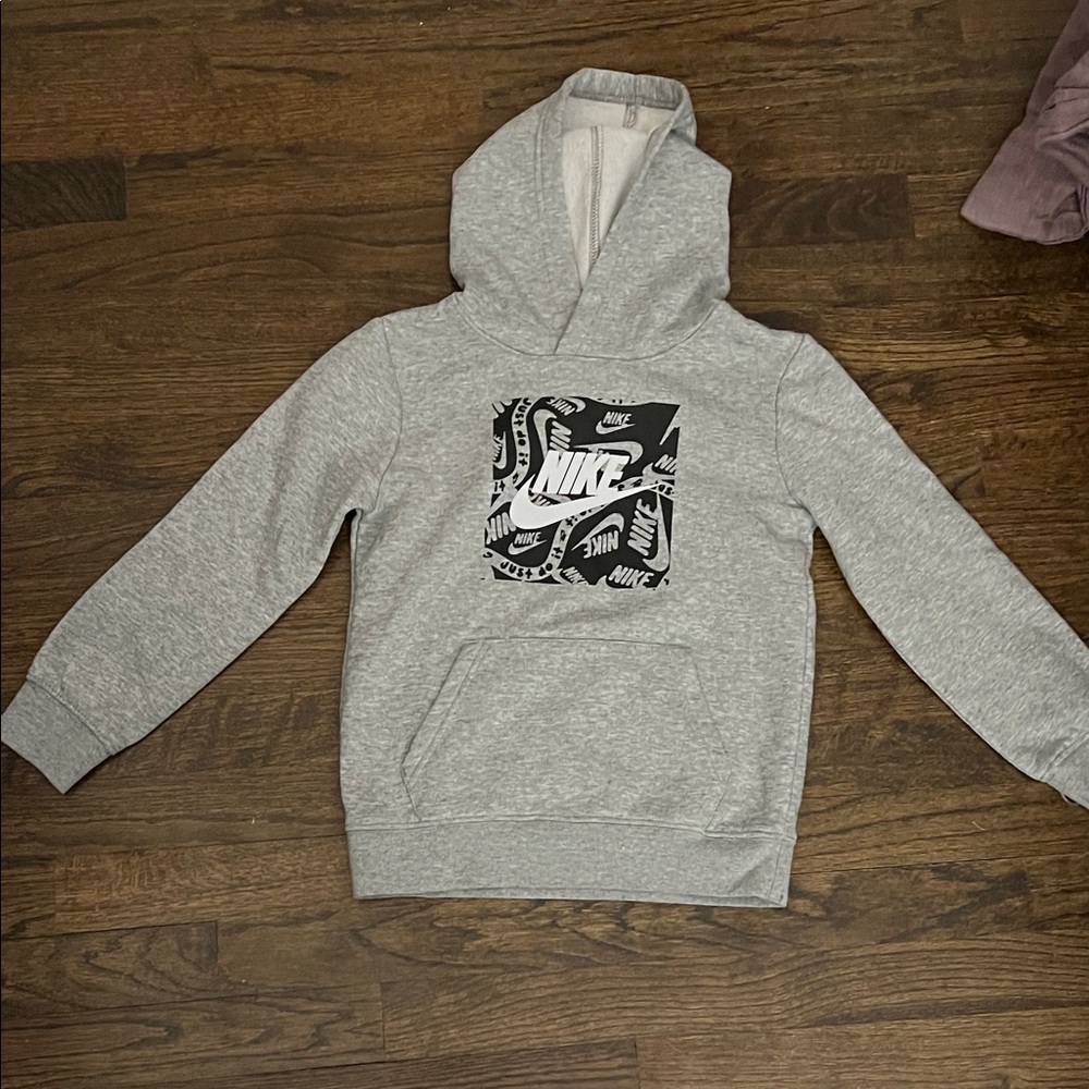 Nike Kids Grey Logo Pullover Hoodie